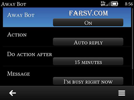 پاسخ اتوماتیک به پیامک های دریافتی با نرم افزار Away Bot (سیمبین) پاسخ خودکار به پیامک ها با نرم افزار Away Bot