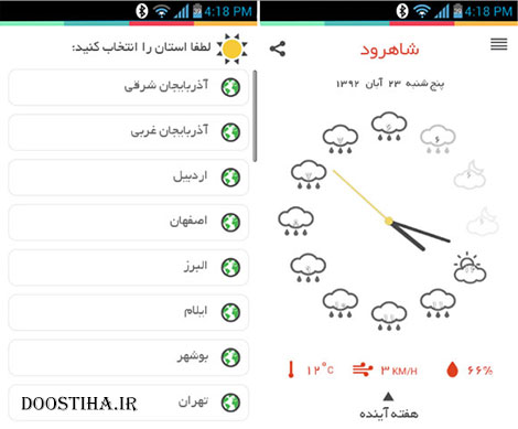 نرم افزار ایرانی هواشناس Havashenas