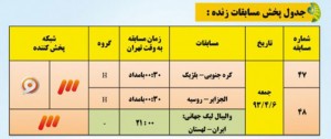 جدول پخش زنده مسابقات جام&zwnj;جهانی 2014 از تلویزیون