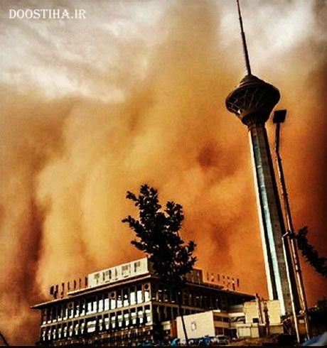 قدرت نمایی طوفان در مقابل برج میلاد