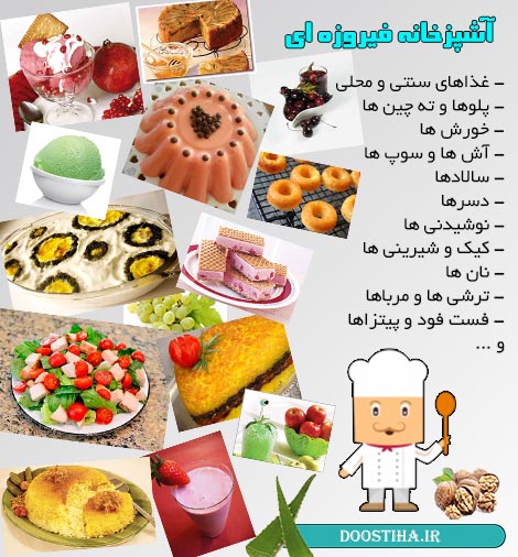آموزش آشپزی با نرم افزار آشپزخونه فیروزه ای (اندروید) دانلود اپلیکیشن آشپزخانه فیروزه ای برای اندروید